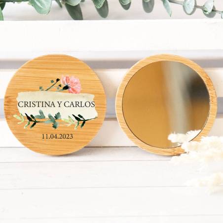 Espejo personalizado de madera "Modelo Luna" Detalles boda - Detalles personalizables para Boda