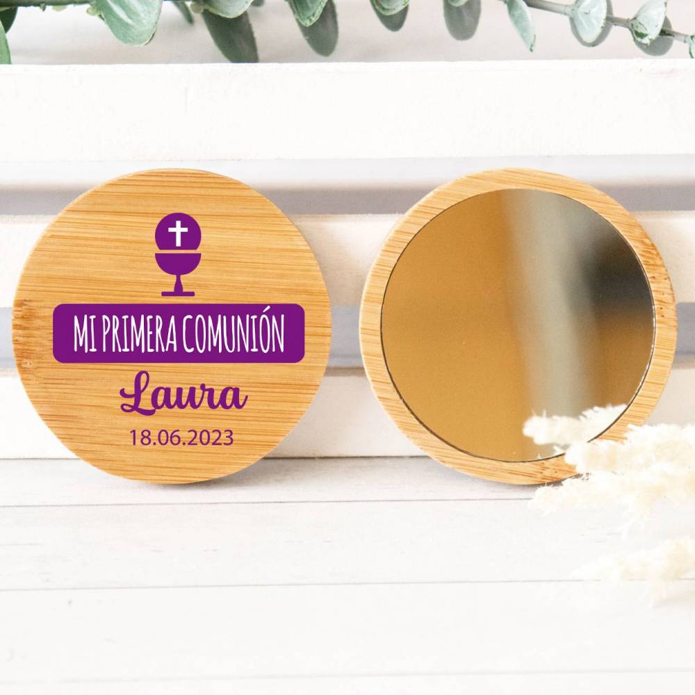 Espejo personalizado de madera " Modelo Laura " Detalles comunión - Detalles personalizables para Comunión