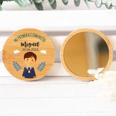 Espejo personalizado de madera " Modelo León " Detalles comunión - Detalles personalizables para Comunión