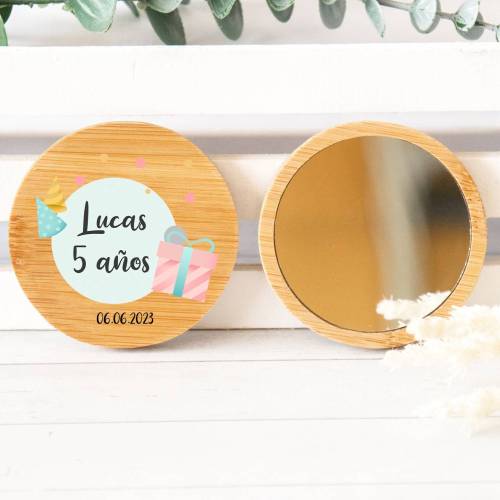 Espejo personalizado de madera "Modelo Regalo" Detalles cumpleaños - Regalos personalizables cumpleaños