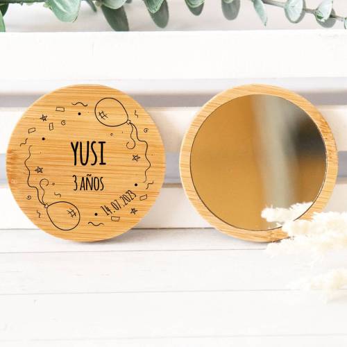 Espejo personalizado de madera "Modelo Black" Detalles cumpleaños - Regalos personalizables cumpleaños