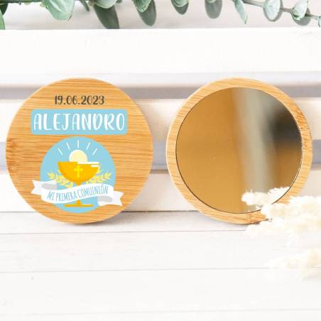 Espejo personalizado de madera " Modelo Alejandro " Detalles comunión - Detalles personalizables para Comunión