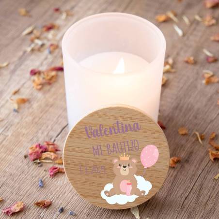 Vela personalizada madera "Modelo Valentina" Detalles bautizo - Detalles personalizables para Bautizo