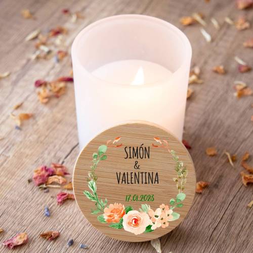 Vela personalizada madera "Modelo Macedonia" Detalles boda - Detalles personalizables para Boda