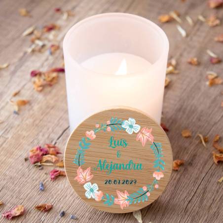 Vela personalizada madera "Modelo Summer" Detalles boda - Detalles personalizables para Boda