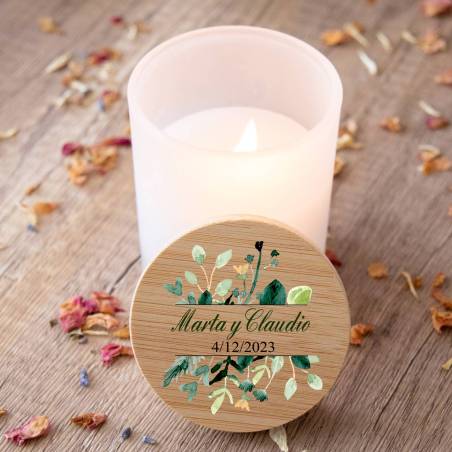 Vela personalizada madera "Modelo Nature" Detalles boda - Detalles personalizables para Boda