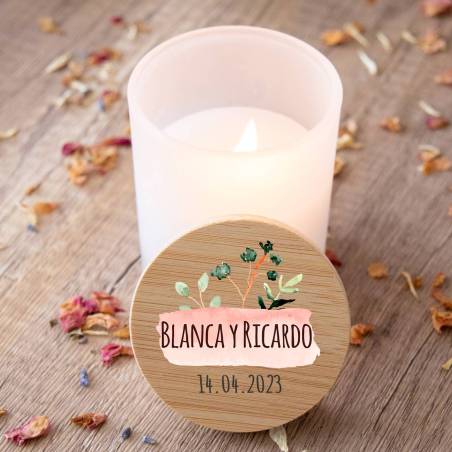 Vela personalizada madera "Modelo Prado" Detalles boda - Detalles personalizables para Boda