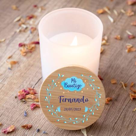 Vela personalizada madera "Modelo Fernando" Detalles bautizo - Detalles personalizables para Bautizo