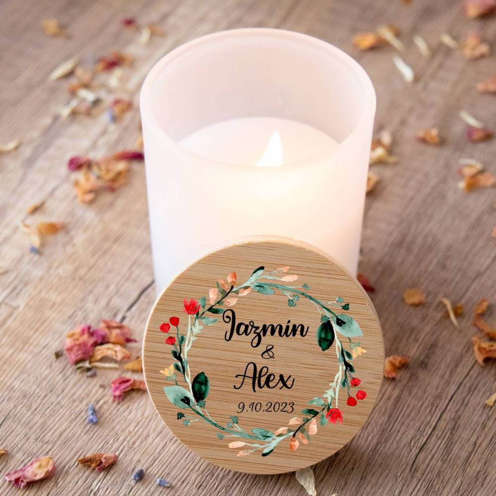 Vela personalizada madera "Modelo Ágape" Detalles boda - Detalles personalizables para Boda