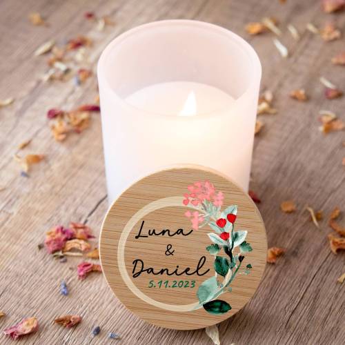 Vela personalizada madera "Modelo Amor" Detalles boda - Detalles personalizables para Boda