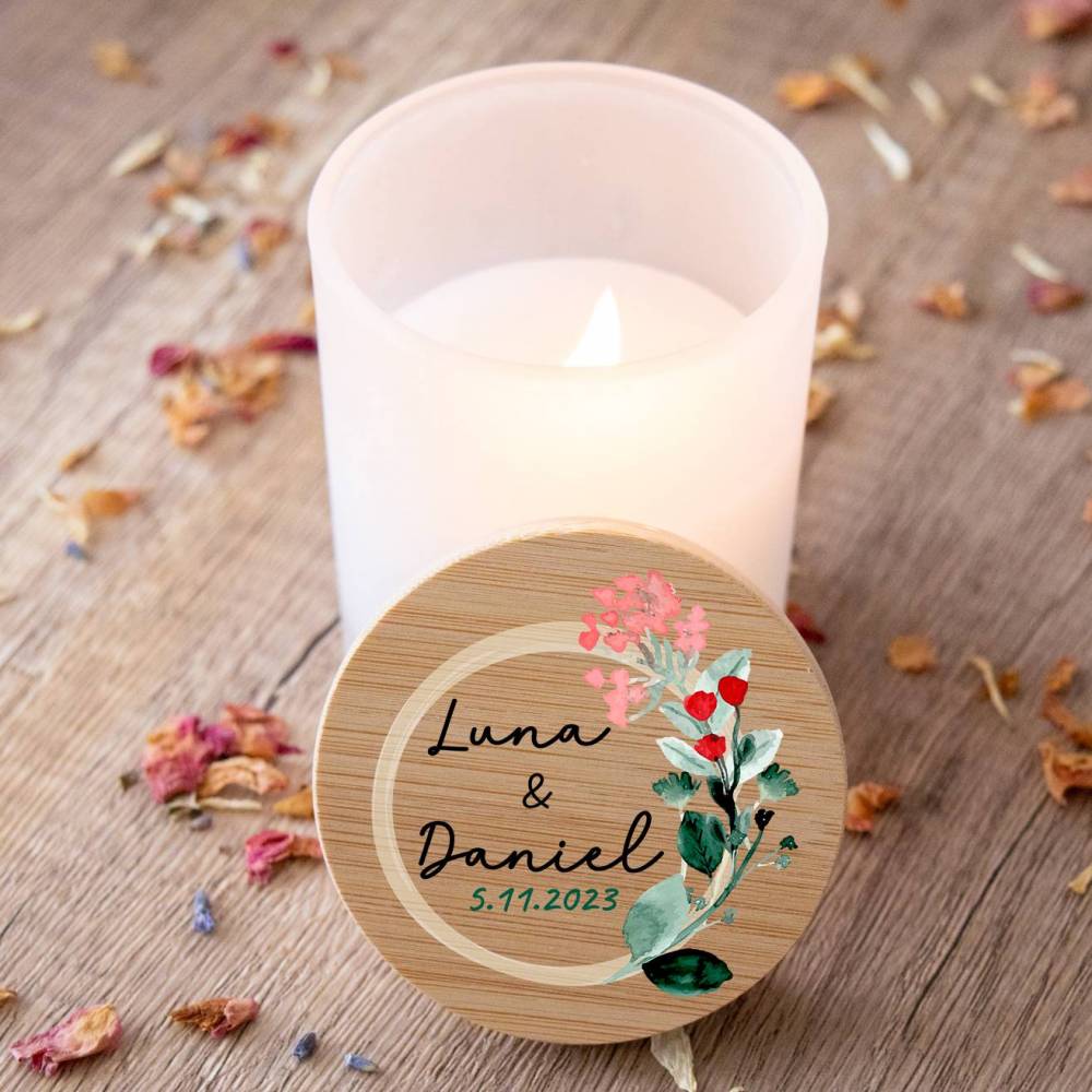 Vela personalizada madera "Modelo Amor" Detalles boda - Detalles personalizables para Boda