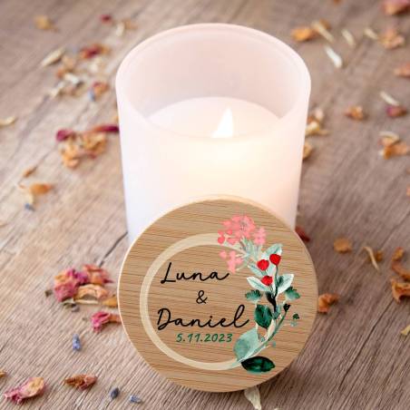Vela personalizada madera "Modelo Amor" Detalles boda - Detalles personalizables para Boda