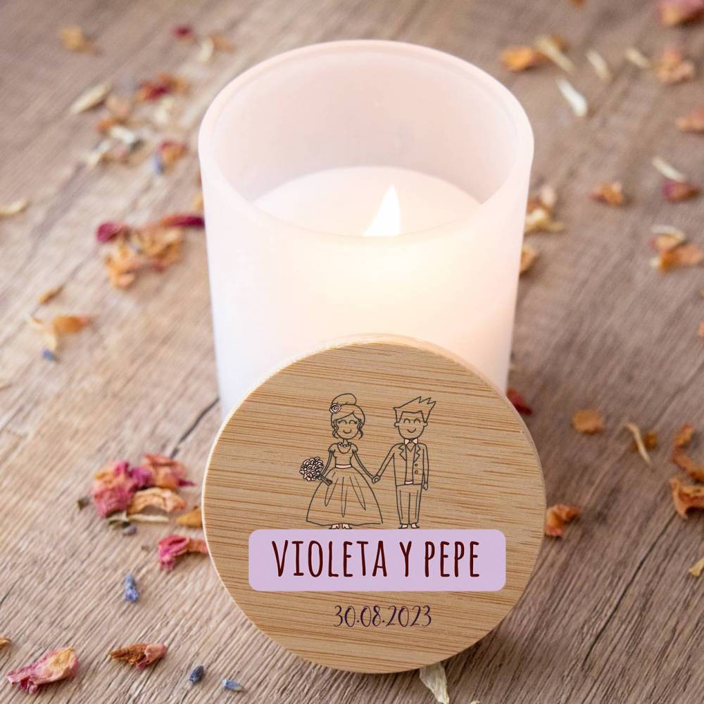 Vela personalizada madera "Modelo Kilig" Detalles boda - Detalles personalizables para Boda