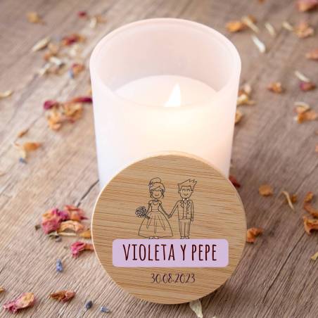 Vela personalizada madera "Modelo Kilig" Detalles boda - Detalles personalizables para Boda