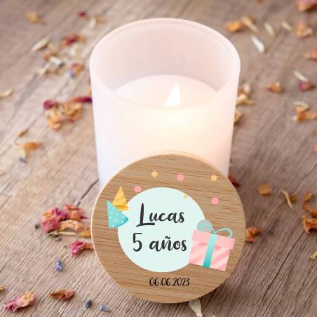 Vela personalizada madera "Modelo Regalo" Detalles cumpleaños - Regalos personalizables cumpleaños