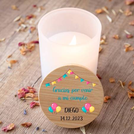 Vela personalizada madera "Modelo Guirnalda" Detalles cumpleaños - Regalos personalizables cumpleaños
