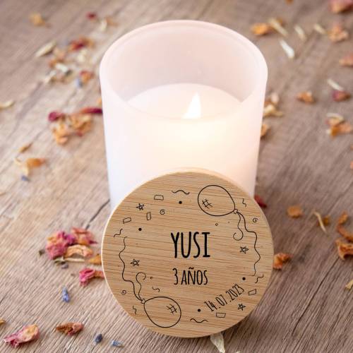 Vela personalizada madera "Modelo Black" Detalles cumpleaños - Regalos personalizables cumpleaños