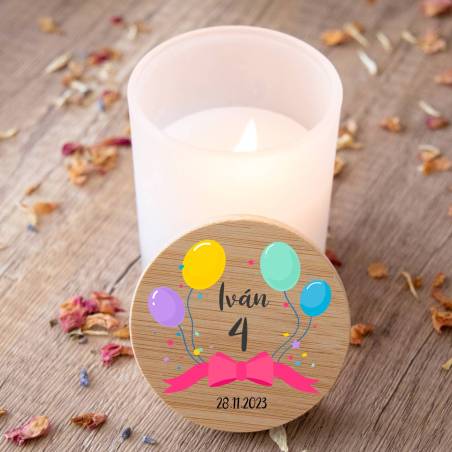 Vela personalizada madera "Modelo Lazo" Detalles cumpleaños - Regalos personalizables cumpleaños
