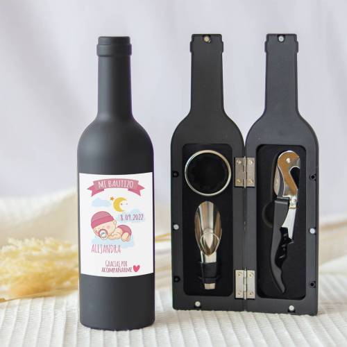 Set accesorios de vino personalizado "Modelo Sueño niña" Detalles bautizo - Detalles personalizables para Bautizo