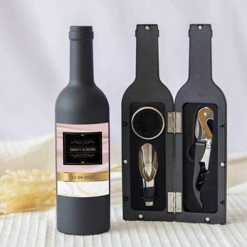 Set accesorios de vino personalizado "Modelo Classic" Detalles boda - Detalles personalizables para Boda