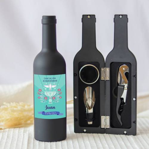 Set accesorios de vino personalizado "Modelo Copa niño" Detalles bautizo - Detalles personalizables para Bautizo