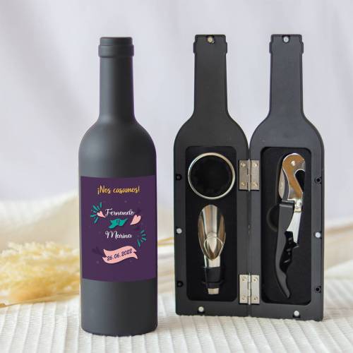 Set accesorios de vino personalizado "Modelo Colores" Detalles boda - Detalles personalizables para Boda
