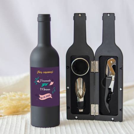 Set accesorios de vino personalizado "Modelo Colores" Detalles boda - Detalles personalizables para Boda