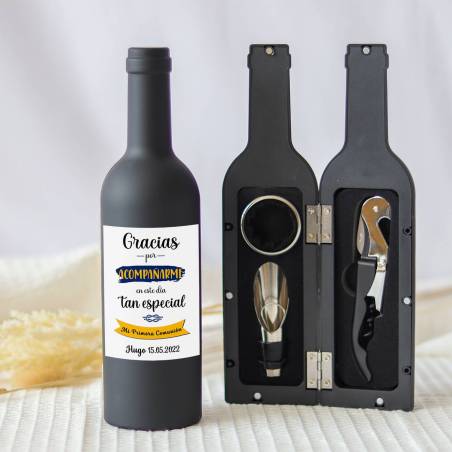 Set accesorios de vino personalizado "Modelo Love" Detalles comunión - Detalles personalizables para Comunión
