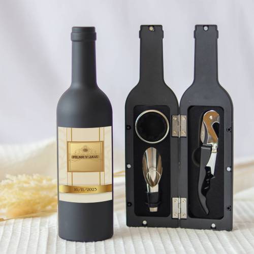 Set accesorios de vino personalizado "Modelo Lovely" Detalles boda - Detalles personalizables para Boda