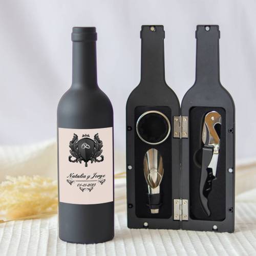 Set accesorios de vino personalizado "Modelo Pastel" Detalles boda - Detalles personalizables para Boda
