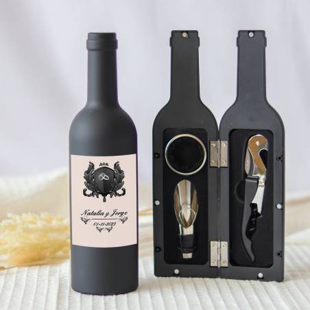 Set accesorios de vino personalizado "Modelo Pastel" Detalles boda - Detalles personalizables para Boda