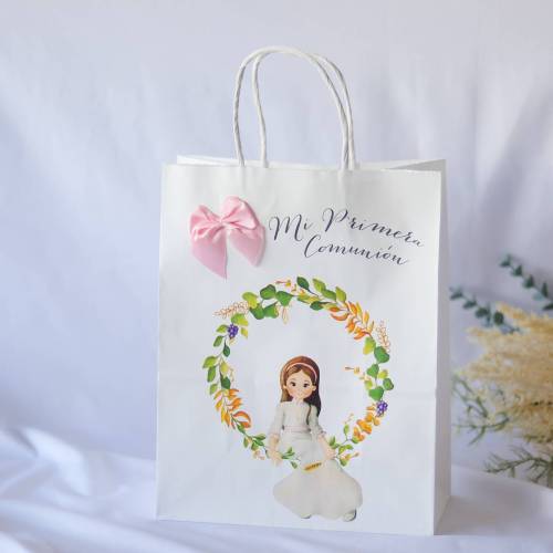 Bolsa de comunión orla flores Regalos de comunión - Envoltorio Regalo de comunión