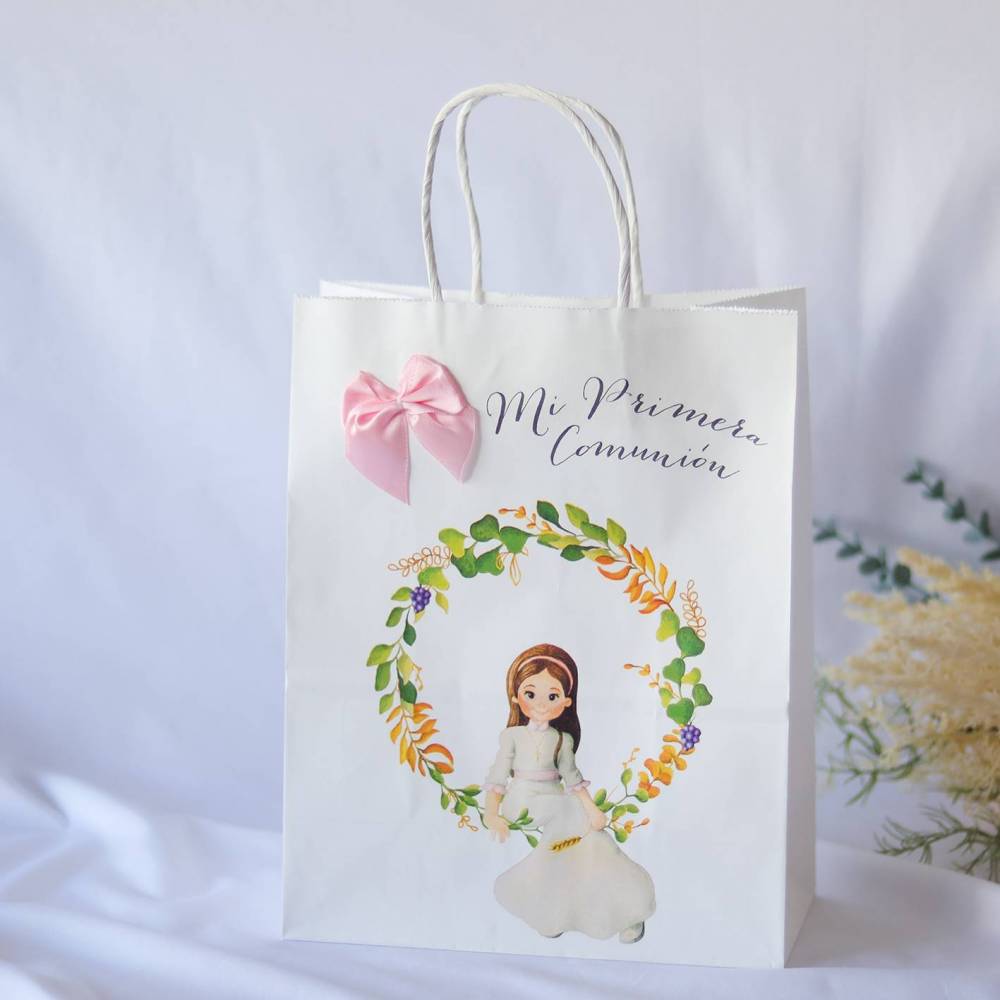 Bolsa de comunión orla flores Regalos de comunión - Envoltorio Regalo de comunión