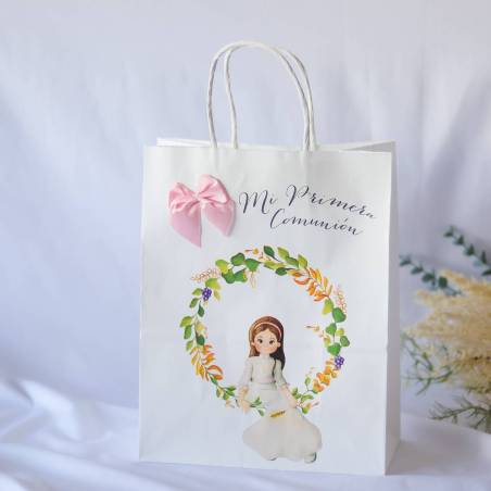 Bolsa de comunión orla flores Regalos de comunión - Envoltorio Regalo de comunión