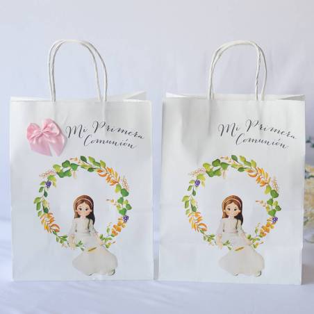 Bolsa de comunión niña orla flores Regalos de comunión - Envoltorio Regalo de comunión
