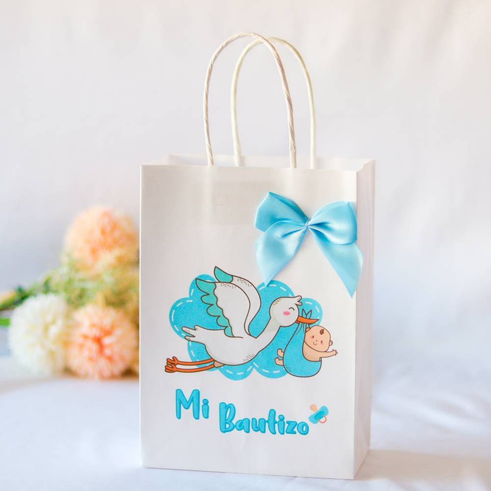 Bolsa de papel para bautizo niño niña - Detalles para bautizo