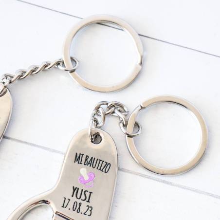 Llavero personalizado bautizo niña "Modelo Chupete Niña" detalles invitados bautizo - Detalles De Bautizo Para Hombres