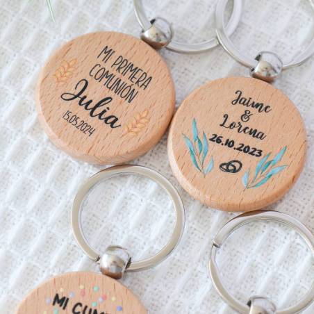 Llavero madera personalizado "Juegos" Detalle bautizo - Llaveros personalizados bautizo