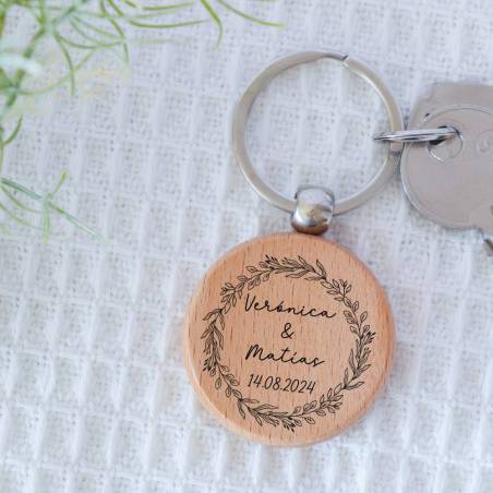 Llavero madera personalizado "Black" Detalle boda - Llaveros personalizados boda
