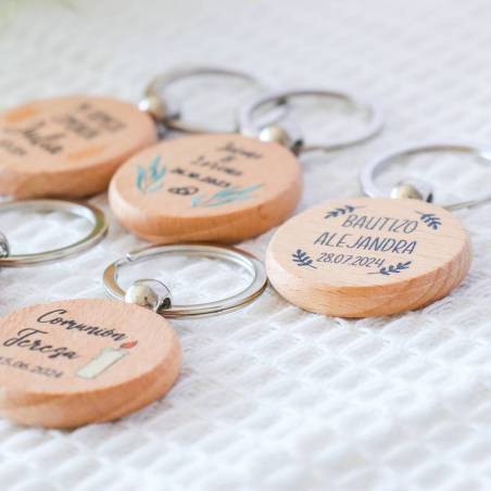 Llavero madera personalizado "Juegos" Detalle bautizo - Llaveros personalizados bautizo