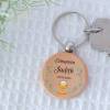 Llavero madera personalizado "Cáliz y Hojas" Detalle comunión - Llaveros personalizados comunión