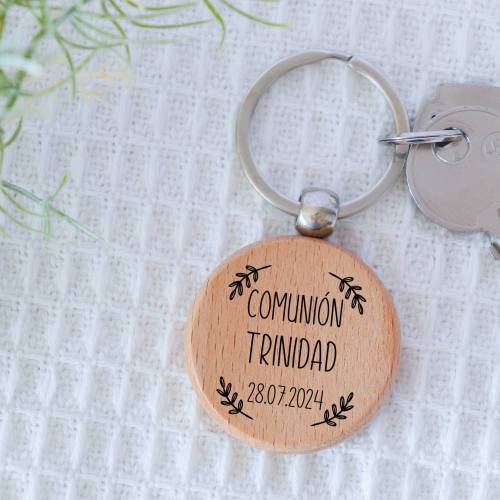 Llavero madera personalizado "Ramas" Detalle comunión - Llaveros personalizados comunión