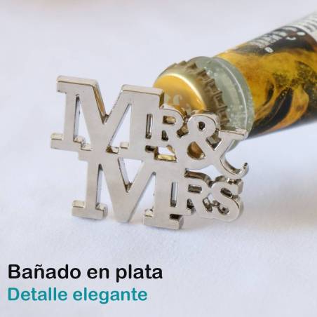 Abridor de botellas Mr&Mrs Detalles originales invitados de boda - Detalles Boda Originales