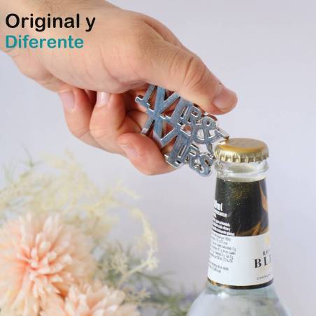 Abridor de botellas Mr&Mrs Detalles originales invitados de boda - Detalles Boda Originales