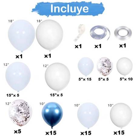 Kit de arco de globos azul 95 globos - Decoración De Comunión