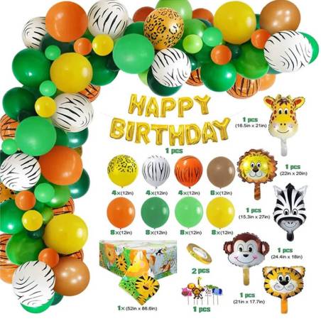 Kit de arco de globos de animales 60 globos - Decoración De Comunión