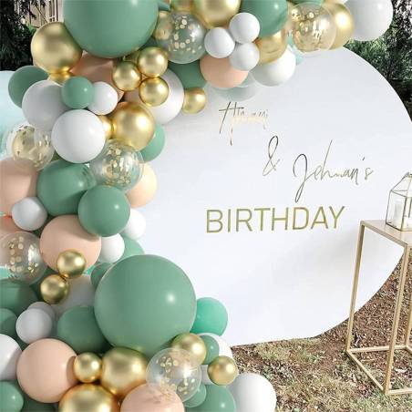 Kit de arco de globos verde pastel 117 globos - Decoración De Comunión