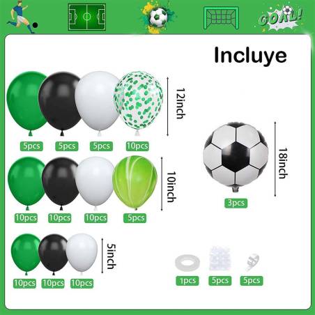 Kit de arco de globos de fútbol 104 globos - Decoración De Comunión