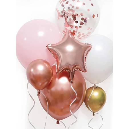 Kit de arco de globos de oro rosa 143 globos - Decoración De Comunión
