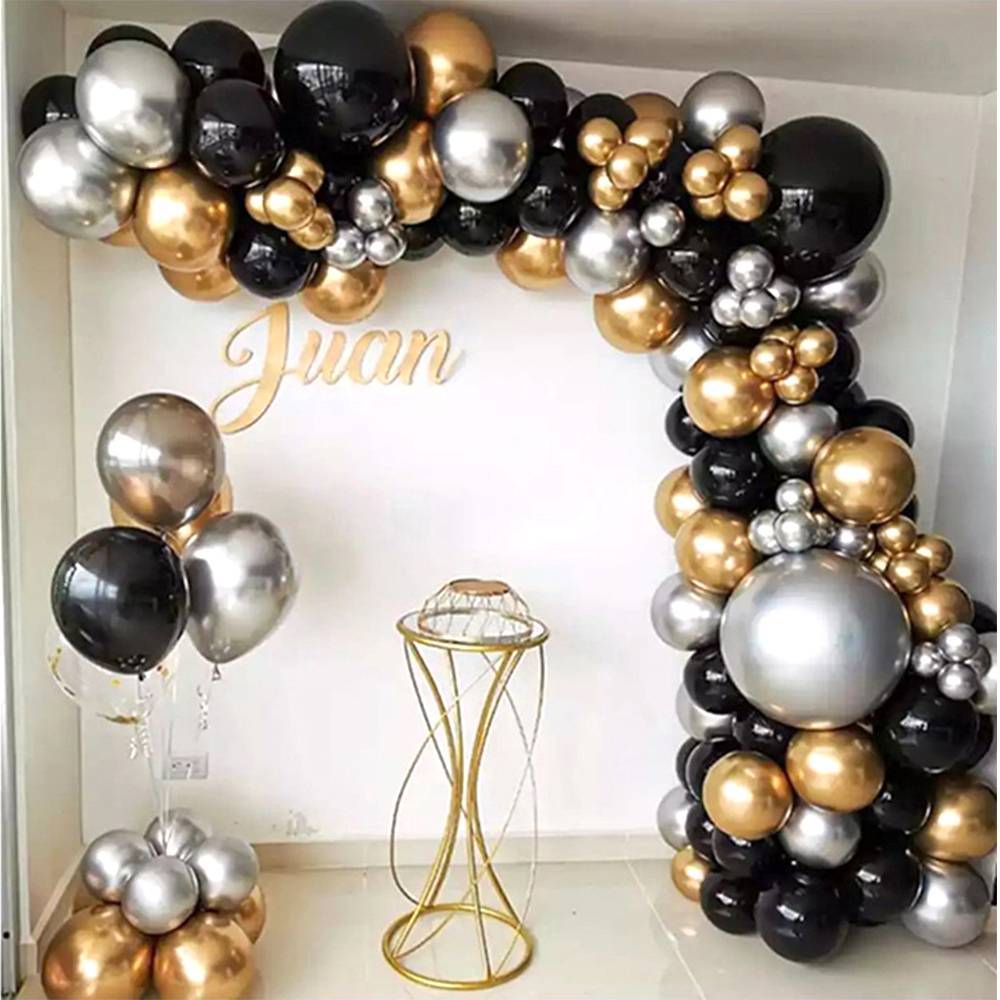 Kit de arco de globos Oro y negro 110 globos - Decoración De Comunión